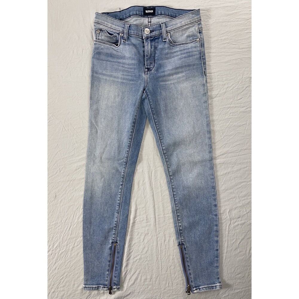 Hudson Mid Rise Crop Super Skinny Jeans w/ Zip Ankle. Light Wash, Women's 26 GUC